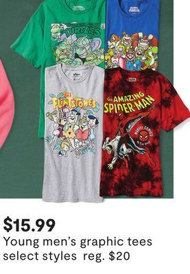 JC Penney Young men's graphic tees offer