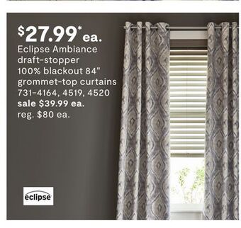 JC Penney Eclipse ambiance draft-stopper 100% blackout 84 grommet-top curtains offer