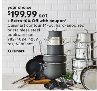 JC Penney Cuisinart contour 14-pc. hard-anodized or stainless steel cookware set offer