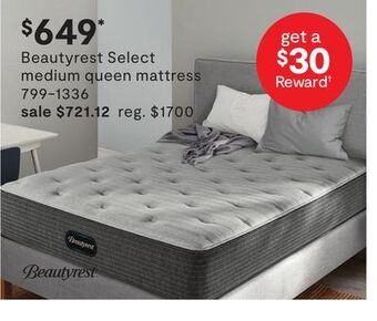 JC Penney Beautyrest select medium queen mattress offer