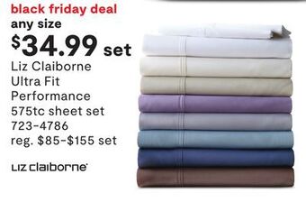 JC Penney Liz claiborne ultra fit performance 575tc sheet set offer