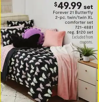 JC Penney Forever 21 butterfly 2-pc. twin/twin xl comforter set offer
