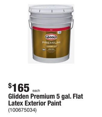 The Home Depot Glidden premium 5 gal. flat latex exterior paint offer