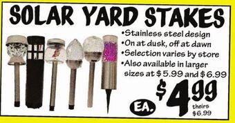 Ollie's Solar yard stakes offer