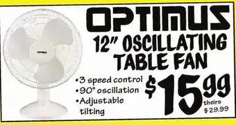 Ollie's Optimus 12 oscillating table fan offer