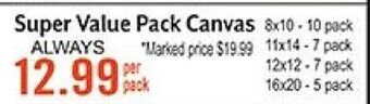 Hobby Lobby Super value pack canvas offer