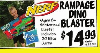 Ollie's Nerf rampage dino blaster offer