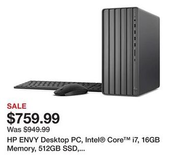 Office Depot Hp envy desktop pc, intel® core™ i7, 16gb memory, 512gb ssd, windows® 11 home offer