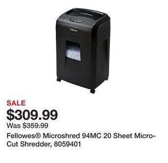 Office Depot Fellowes® microshred 94mc 20 sheet micro-cut shredder, 8059401 offer