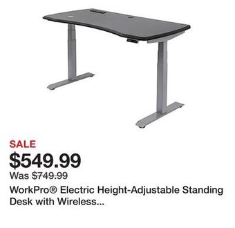 Office Depot Workpro® electric height-adjustable standing desk with wireless charging, 60w, black offer