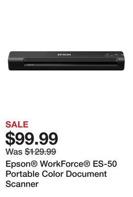 Office Depot Epson® workforce® es-50 portable color document scanner offer