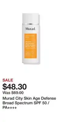 Ulta Beauty Murad city skin age defense broad spectrum spf 50 / pa++++ offer
