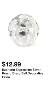 Big Lots Euphoric expression silver round disco ball decorative pillow offer