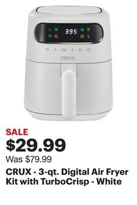 Best Buy Crux - 3-qt. digital air fryer kit with turbocrisp - white offer