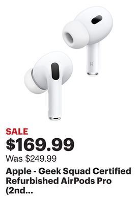 Best Buy Apple - geek squad certified refurbished airpods pro (2nd generation) - white offer