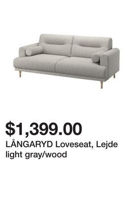 Ikea Långaryd loveseat, lejde light gray/wood offer