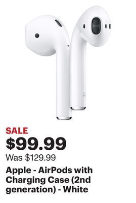 Best Buy Apple - airpods with charging case (2nd generation) - white offer