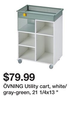 Ikea Övning utility cart, white/gray-green, 21 1/4x13 offer