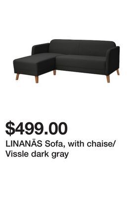 Ikea Linanäs sofa, with chaise/vissle dark gray offer