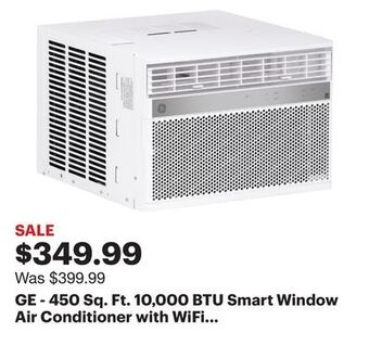 Best Buy Ge - 450 sq. ft. 10,000 btu smart window air conditioner with wifi and remote - white offer