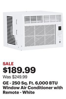 Best Buy Ge - 250 sq. ft. 6,000 btu window air conditioner with remote - white offer