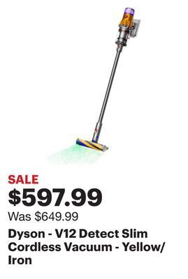Best Buy Dyson - v12 detect slim cordless vacuum - yellow/iron offer