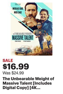 Best Buy The unbearable weight of massive talent [includes digital copy] [4k ultra hd blu-ray/blu-ray] [2022] offer