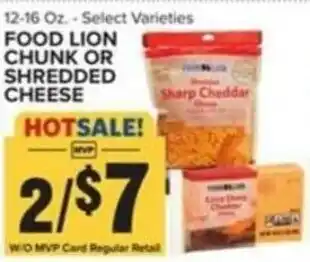 Food Lion FOOD LION CHUNK OR SHREDDED CHEESE 12-16 Oz. Select Varieties offer