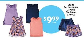 Aldi Crane performance 2-pack tanks or shorts offer