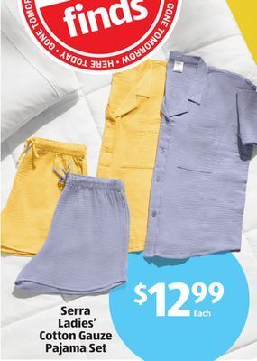 Aldi Serra ladies' cotton gauze pajama set offer