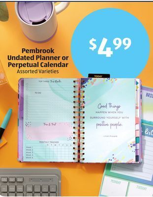 Aldi Pembrook undated planner or perpetual calendar offer