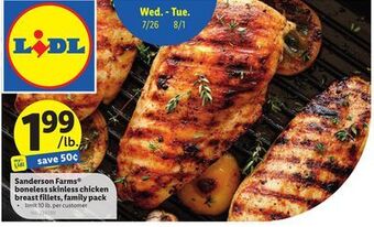 Lidl Sanderson farms® boneless skinless chicken breast fillets, family pack offer