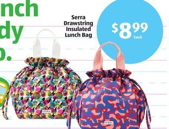 Aldi Serra drawstring insulated lunch bag offer