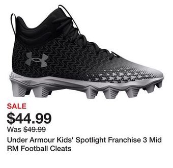 Dick's Sporting Goods Under armour kids' spotlight franchise 3 mid rm football cleats offer