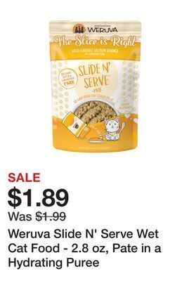 Petsmart Weruva slide n' serve wet cat food - 2.8 oz, pate in a hydrating puree offer