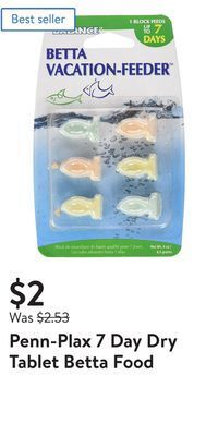 Walmart Penn-plax 7 day dry tablet betta food offer
