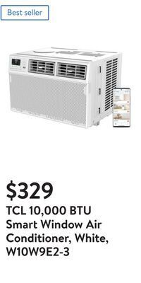 Walmart Tcl 10,000 btu smart window air conditioner, white, w10w9e2-3 offer