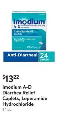 Walmart Imodium a-d diarrhea relief caplets, loperamide hydrochloride offer
