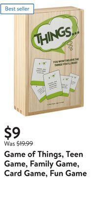 Walmart Game of things, teen game, family game, card game, fun game offer