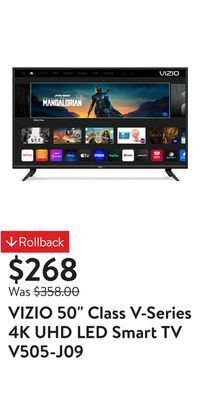 Walmart Vizio 50 class v-series 4k uhd led smart tv v505-j09 offer
