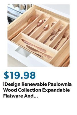 Sam's Club Idesign renewable paulownia wood collection expandable flatware and cutlery tray, 15 x 12 to 22 offer