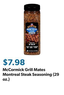 Sam's Club Mccormick grill mates montreal steak seasoning (29 oz.) offer
