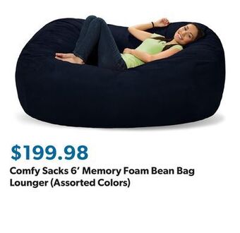 Sam's Club Comfy sacks 6' memory foam bean bag lounger (assorted colors) offer