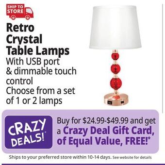 Ocean State Job Lot Retro crystal table lamps offer