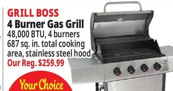 Ocean State Job Lot Grill boss 4 burner gas grill offer