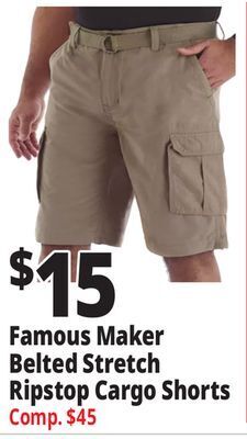 Ocean State Job Lot Famous maker belted stretch ripstop cargo shorts offer