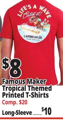Ocean State Job Lot Famous maker tropical themed printed t-shirts offer