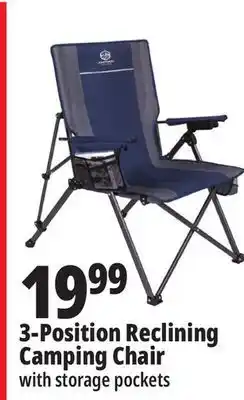 Ocean State Job Lot Coastrail outdoor 3-position reclining camping chair with storage pockets, navy/gray offer