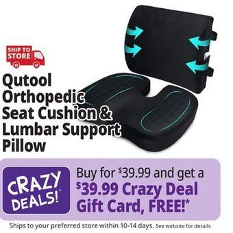 Ocean State Job Lot Qutool orthopedic seat cushion & lumbar support pillow offer