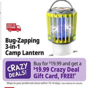 Ocean State Job Lot Bug-zapping 3-in-1 camp lantern offer